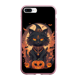 Чехол для iPhone 7Plus/8 Plus матовый Черный кот в хеллоуине