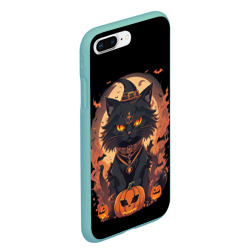 Чехол для iPhone 7Plus/8 Plus матовый Черный кот в хеллоуине - фото 2