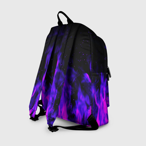 Рюкзак 3D с принтом Неоновый огонь на черном фоне, вид сзади #1