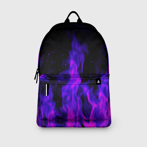Рюкзак 3D с принтом Неоновый огонь на черном фоне, вид сбоку #3