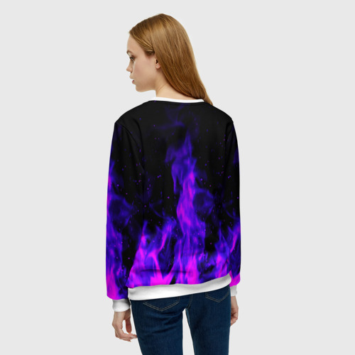 Женский свитшот 3D Неоновый огонь на черном фоне, цвет 3D печать - фото 4