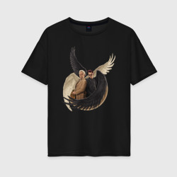 Азирафель и Кроули Благие знамения – Женская футболка хлопок Oversize с принтом купить со скидкой в -16%