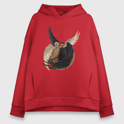 Женское худи Oversize хлопок Азирафель и Кроули Благие знамения