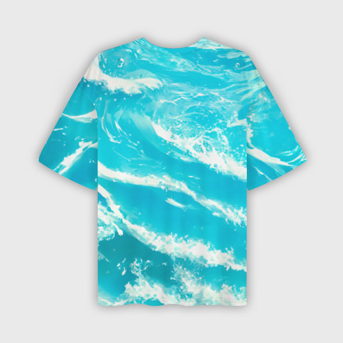 Мужская футболка oversize 3D Девушка на фоне бирюзовых волн, цвет 3D печать - фото 2