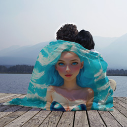 Плед 3D Девушка на фоне бирюзовых волн - фото 2