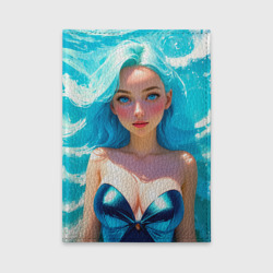 Обложка для автодокументов Девушка на фоне бирюзовых волн