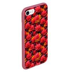 Чехол для iPhone 7/8 матовый Красные объемные  цветочки - фото 2