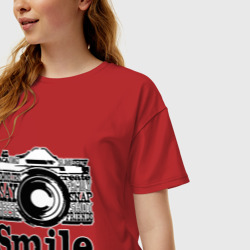 Женская футболка хлопок Oversize Smile camera - фото 2