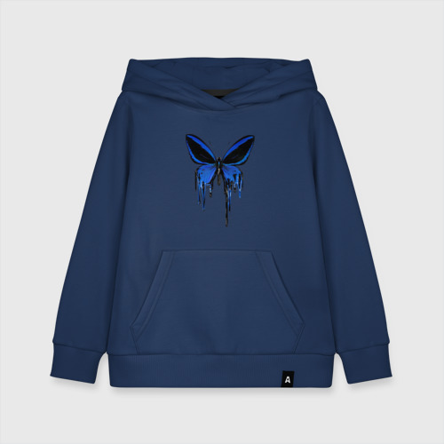 Детская толстовка хлопок с принтом Blue butterfly, вид спереди #2