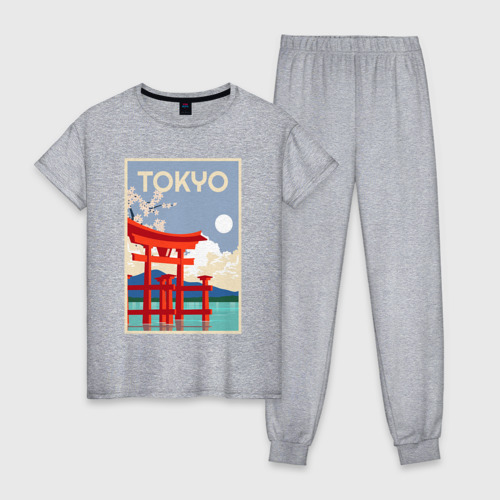 Женская пижама хлопок с принтом Tokyo - japan, вид спереди #2