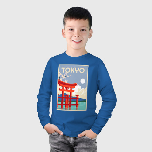 Детский лонгслив хлопок с принтом Tokyo - japan, фото на моделе #1
