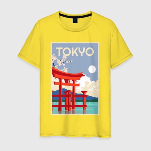 Мужская футболка хлопок Tokyo - Japan, цвет желтый