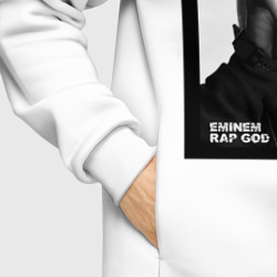 Худи с принтом Rap god для женщины, вид на модели спереди №6. Цвет основы: белый