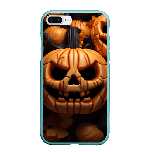 Чехол для iPhone 7Plus/8 Plus матовый Pumpkin Halloween skull, цвет мятный