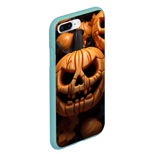 Чехол для iPhone 7Plus/8 Plus матовый Pumpkin Halloween skull, цвет мятный - фото 3