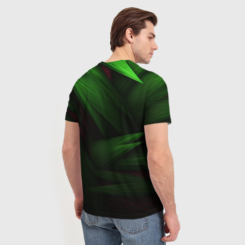 Мужская футболка 3D с принтом CS GO green  logo, вид сзади #2