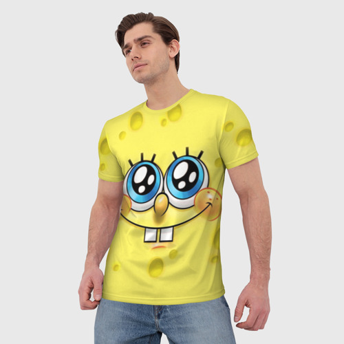Мужская футболка 3D с принтом Губка Боб Смайл, фото на моделе #1