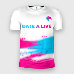Мужская футболка 3D Slim Date A Live neon gradient style: символ сверху