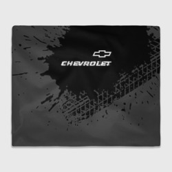 Плед 3D Chevrolet Speed на темном фоне со следами шин: символ сверху