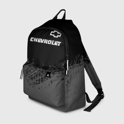 Рюкзак 3D Chevrolet Speed на темном фоне со следами шин: символ сверху