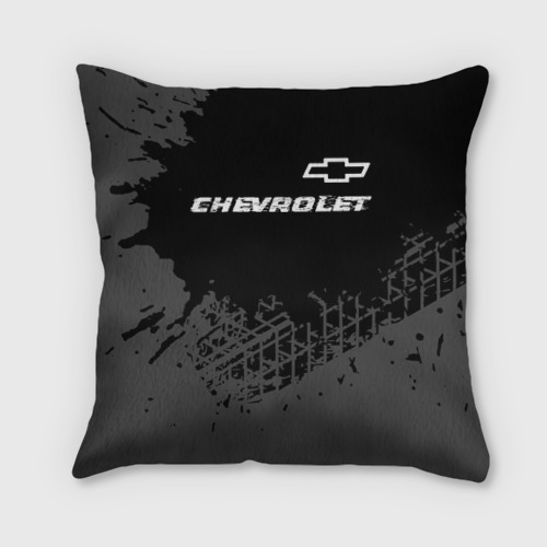 Подушка 3D Chevrolet Speed на темном фоне со следами шин: символ сверху