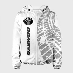 Женская куртка 3D Daewoo Speed на светлом фоне со следами шин: по-вертикали