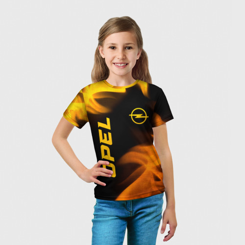 Детская футболка 3D Opel - gold gradient: надпись, символ, цвет 3D печать - фото 5