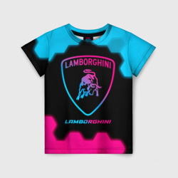 Детская футболка 3D Lamborghini - neon gradient