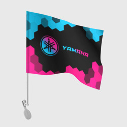 Флаг для автомобиля Yamaha - neon gradient: надпись и символ