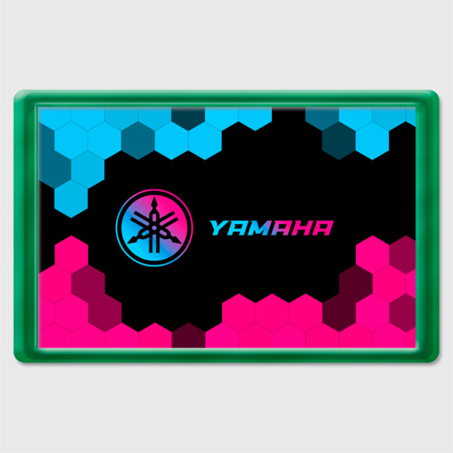 Магнит 45*70 Yamaha - neon gradient: надпись и символ, цвет зеленый