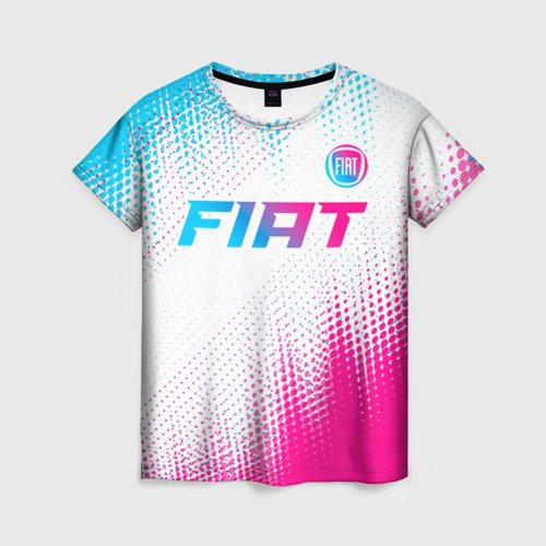 Женская футболка 3D Fiat neon gradient style: символ сверху, цвет 3D печать