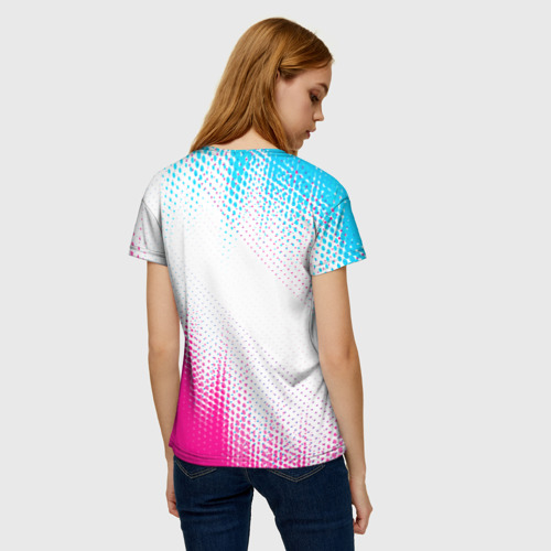 Женская футболка 3D Fiat neon gradient style: символ сверху, цвет 3D печать - фото 4