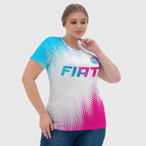 Женская футболка 3D Fiat neon gradient style: символ сверху, цвет 3D печать - фото 6
