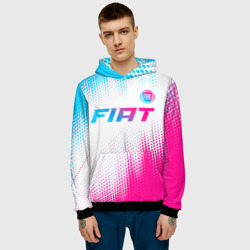 Мужская толстовка 3D Fiat neon gradient style: символ сверху - фото 2