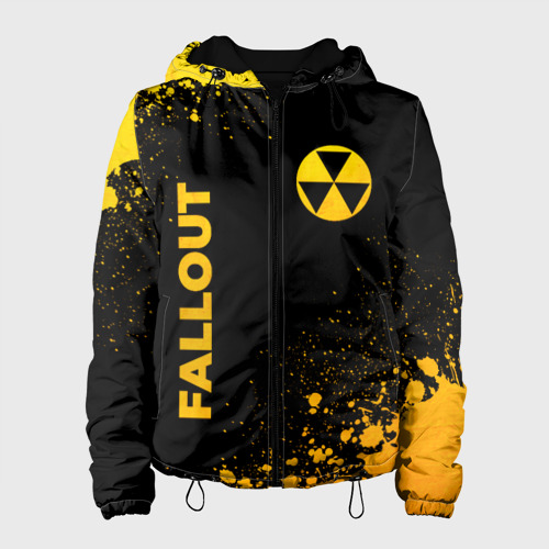 Женская куртка 3D Fallout - gold gradient: надпись, символ, цвет черный