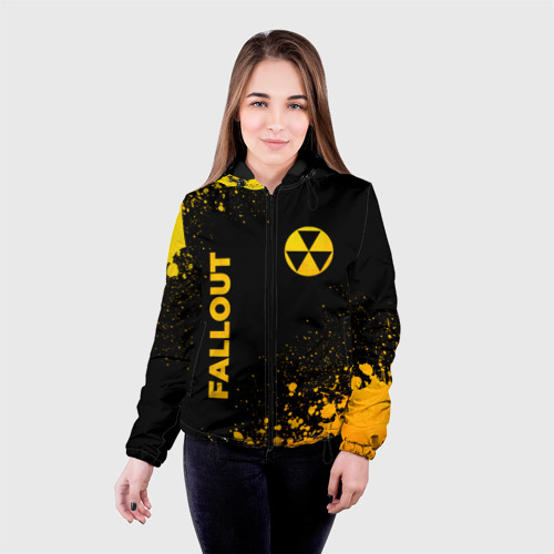 Женская куртка 3D Fallout - gold gradient: надпись, символ, цвет черный - фото 3