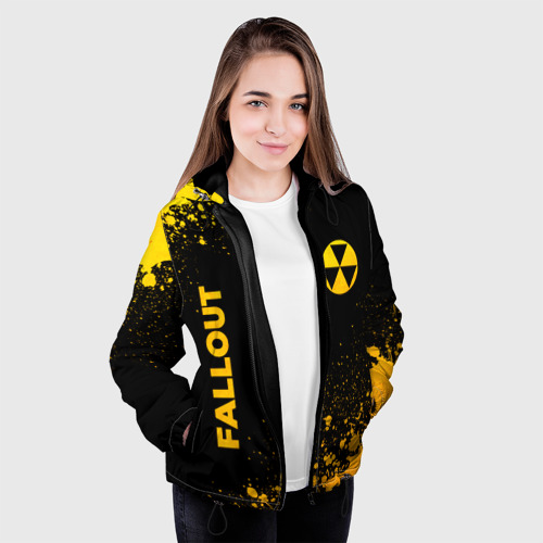 Женская куртка 3D Fallout - gold gradient: надпись, символ, цвет черный - фото 4