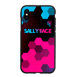 Чехол для iPhone XS Max матовый Sally Face - neon gradient: символ сверху