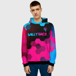 Мужская толстовка 3D Sally Face - neon gradient: символ сверху - фото 2