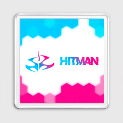 Магнит 55*55 Hitman neon gradient style: надпись и символ