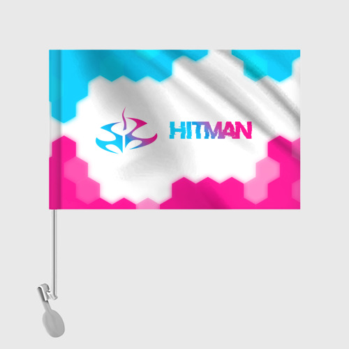 Флаг для автомобиля Hitman neon gradient style: надпись и символ - фото 2