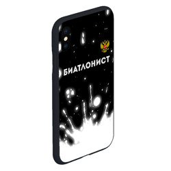 Чехол для iPhone XS Max матовый Биатлонист из России и герб РФ: символ сверху - фото 2