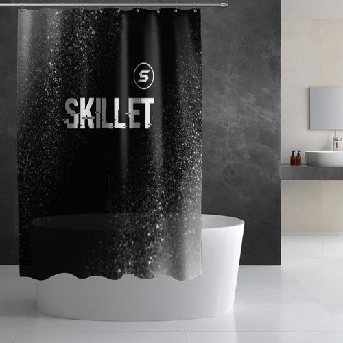 Штора 3D для ванной Skillet glitch на темном фоне: символ сверху - фото 2