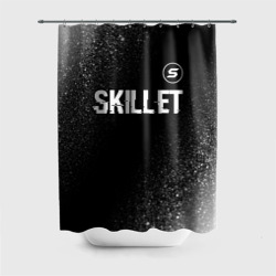 Штора 3D для ванной Skillet glitch на темном фоне: символ сверху