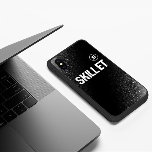 Чехол для iPhone XS Max матовый Skillet glitch на темном фоне: символ сверху - фото 5