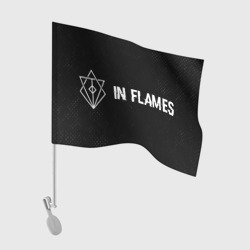 Флаг для автомобиля In Flames glitch на темном фоне: надпись и символ