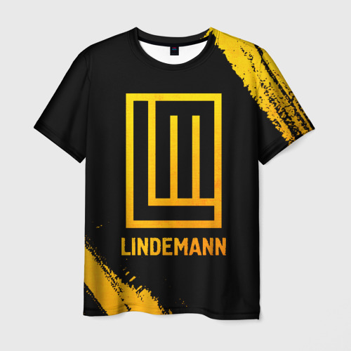 Мужская футболка с принтом Lindemann - gold gradient, вид спереди №1