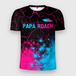 Мужская футболка 3D Slim Papa Roach - neon gradient: символ сверху