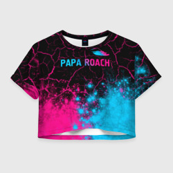 Женская футболка Crop-top 3D Papa Roach - neon gradient: символ сверху