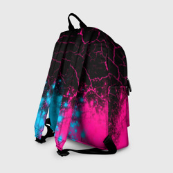 Рюкзак с принтом Papa Roach - neon gradient: символ сверху для любого человека, вид сзади №1. Цвет основы: белый